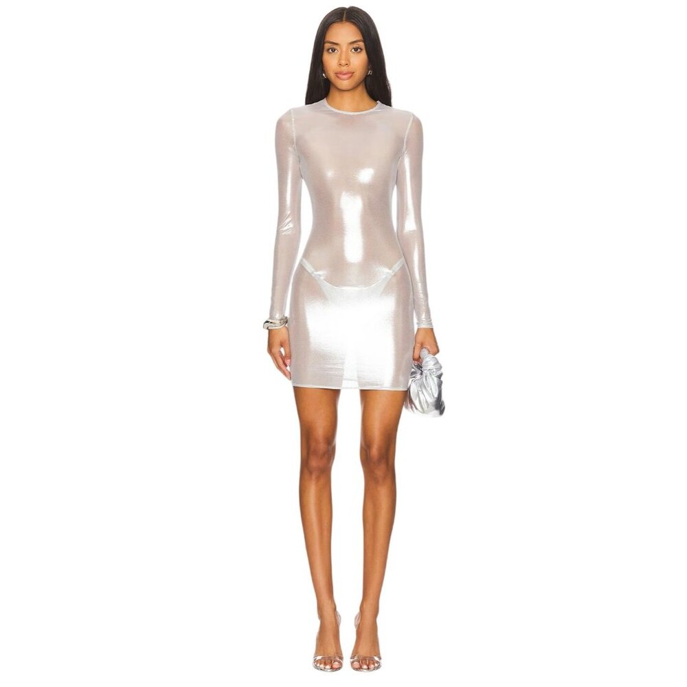 SUBSURFACE x REVOLVE Long Sleeve Liquid Mini in Silver XSmall New Womens Metalli